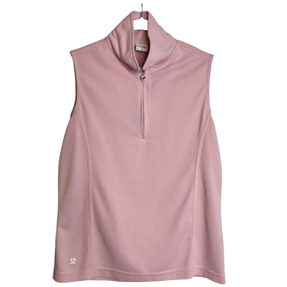 Daily Sports Born in Sweden Womens Sleeveless Golf Polo Medium Pink Quarter Zip